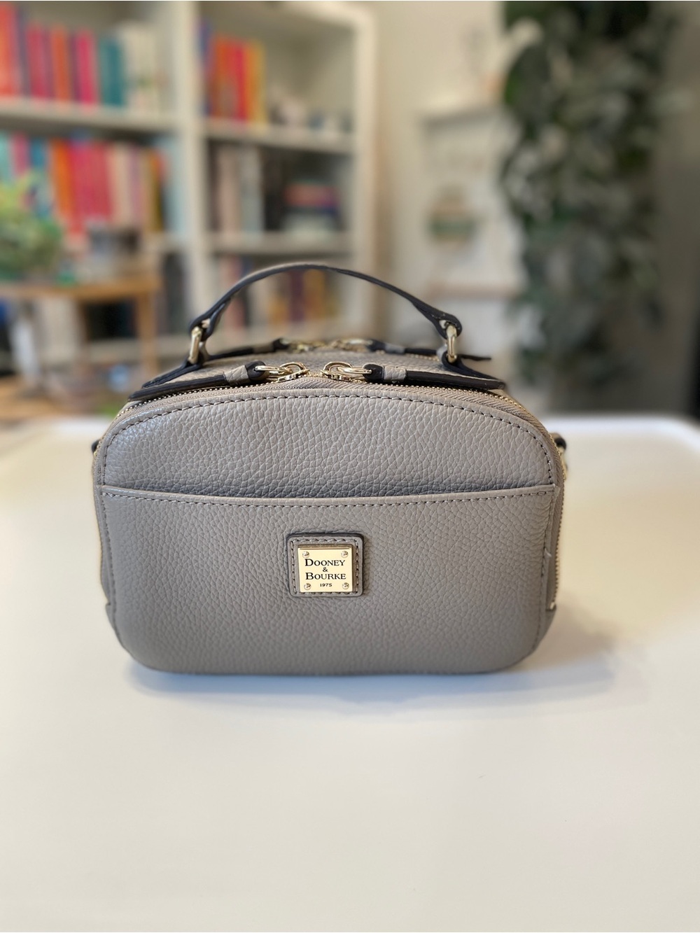 Dooney & Bourke Pebble Leather Top-Handle Crossbody Bag in Taupe